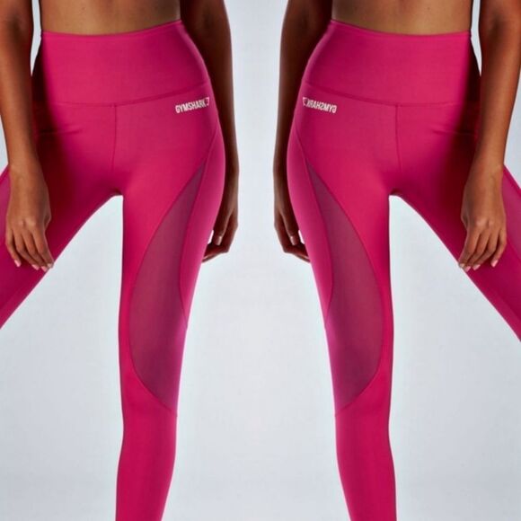 Gymshark Pink Cropped mesh Leggings - Picture 1 of 8